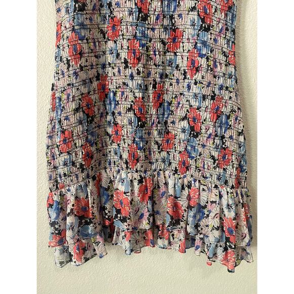 Veronica Beard Cici Mini Dress US 6 Colorful Floral Smocked Ruffle Celeb Style - Picture 7 of 12